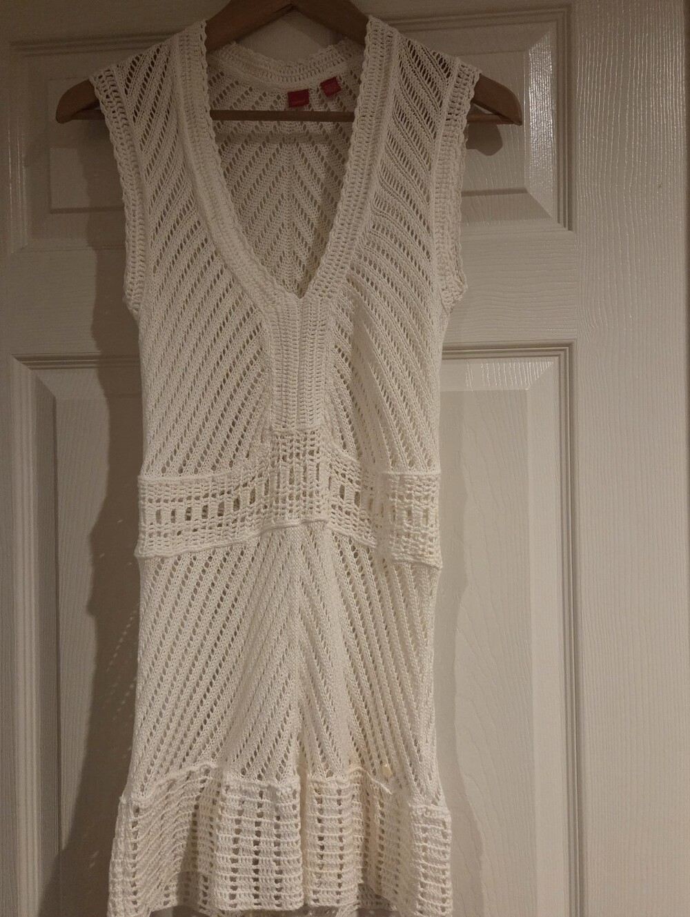 Esprit White/ Ivory Crochet Knit Cotton Dress Size Small